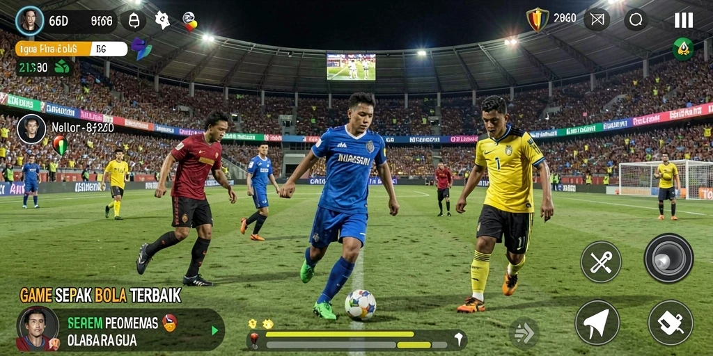 Gameplay memukau dalam game sepak bola 66D.