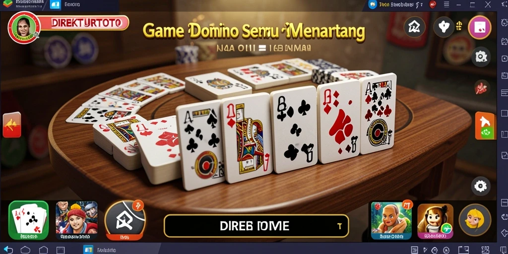Gameplay seru DIREKTURTOTO saat bertanding domino melawan pemain lain.