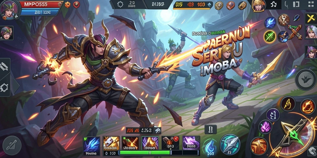 Screenshot MPO555 menampilkan pertempuran seru dengan karakter yang beraksi.
