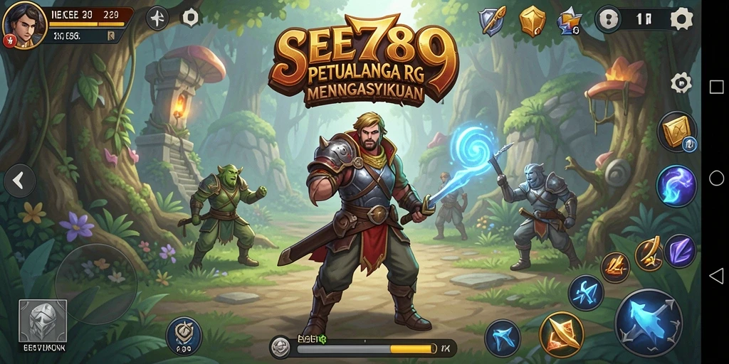 Tangkapan layar utama SEE789 menampilkan aksi pertempuran di dunia RPG.