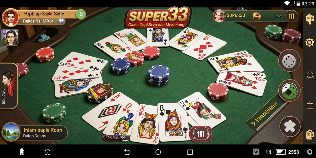 Tampilan gameplay <strong>SUPER33</strong> dengan aksi seru permainan Gaple.