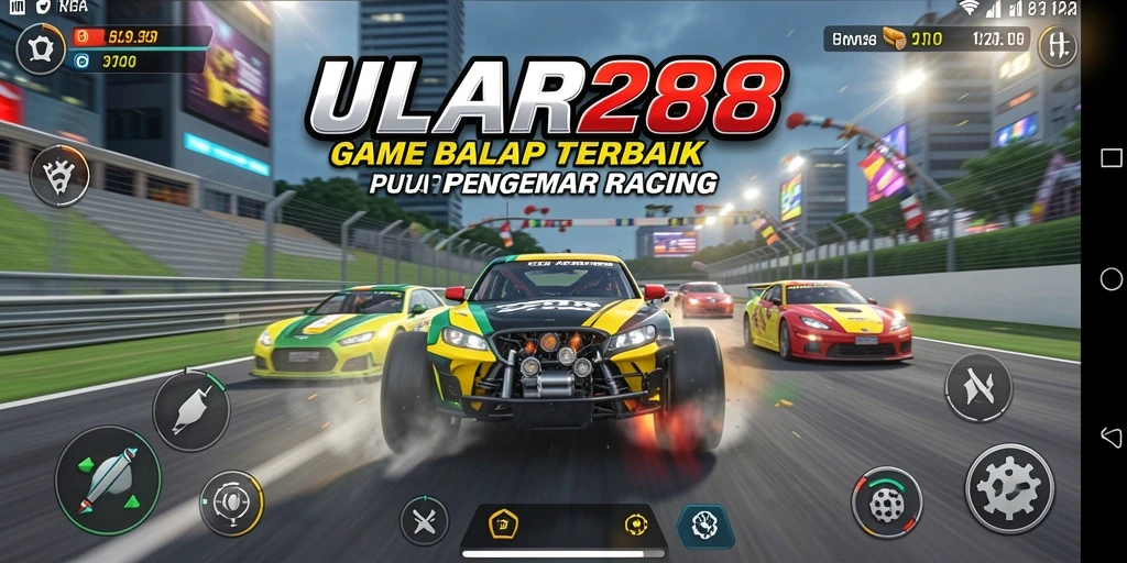 Tampilan gameplay ULAR288 yang mendebarkan dan penuh aksi balapan.