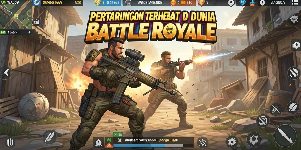 Screenshot WA369 menampilkan aksi pertempuran seru dalam game Battle Royale.
